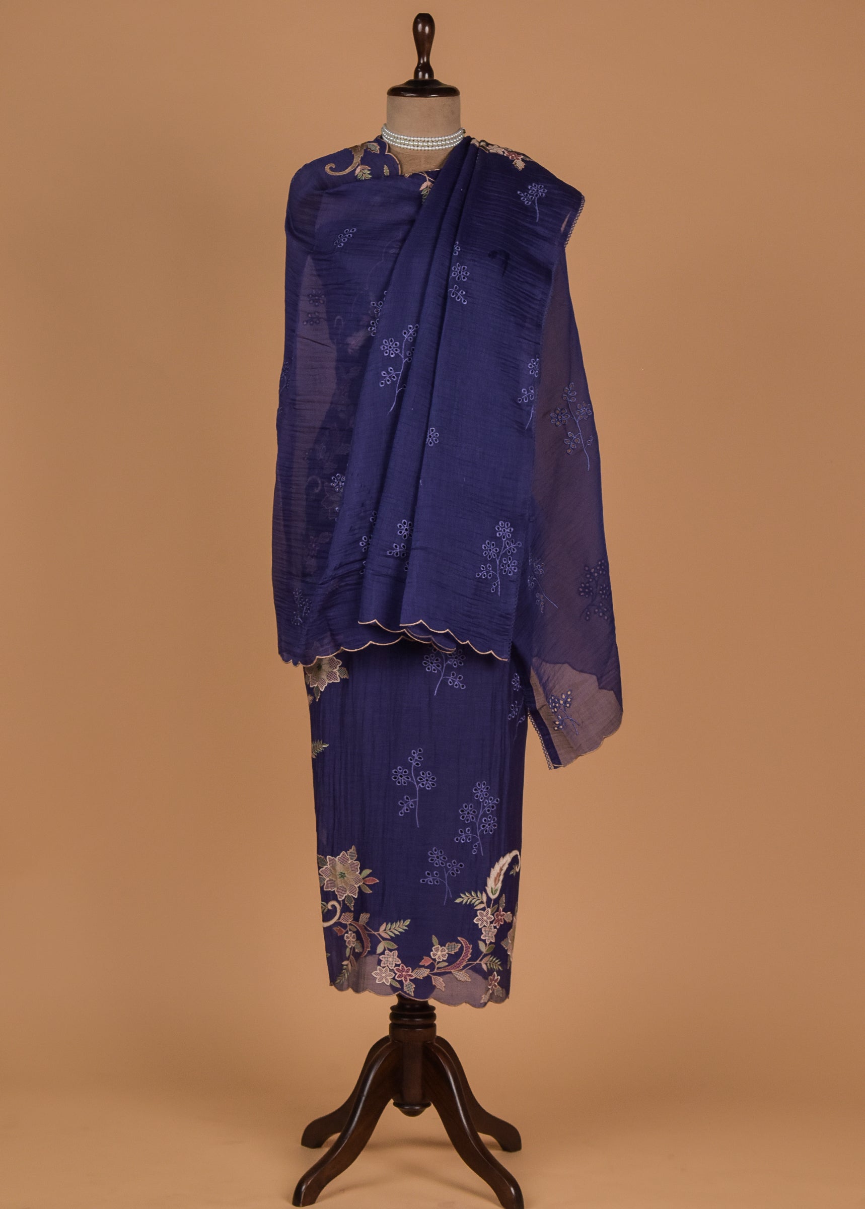Purple Mul Chanderi Dress Material