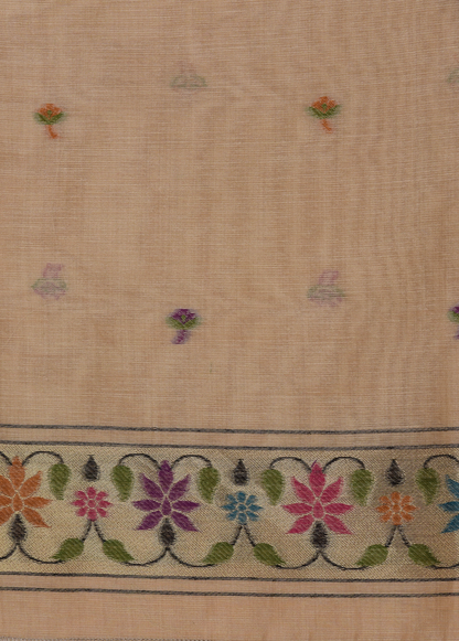 Cream Cotton Banarasi Saree
