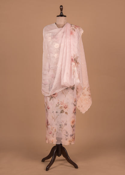 Pink Organza Dress Material