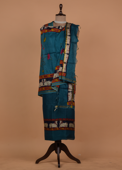 Blue Chanderi Dress Material