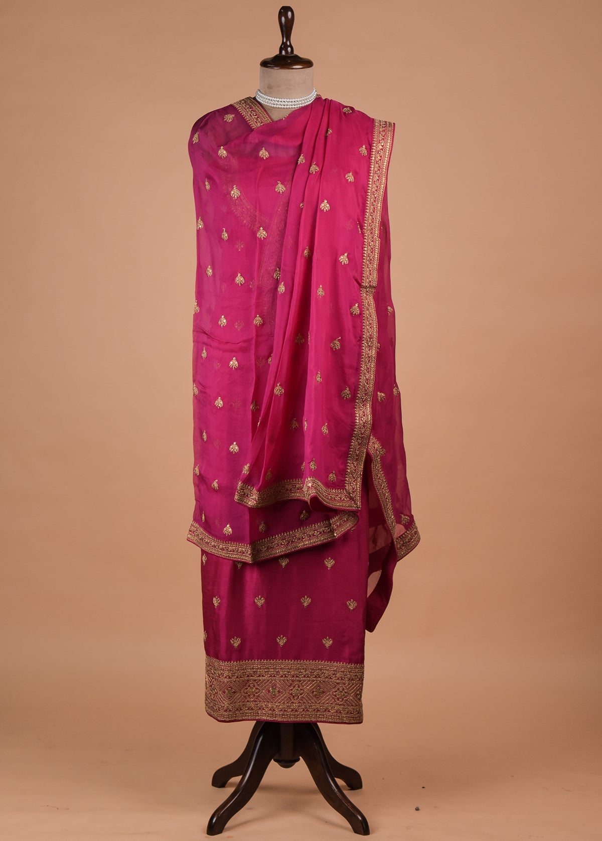 Pink Tussar Dress Material
