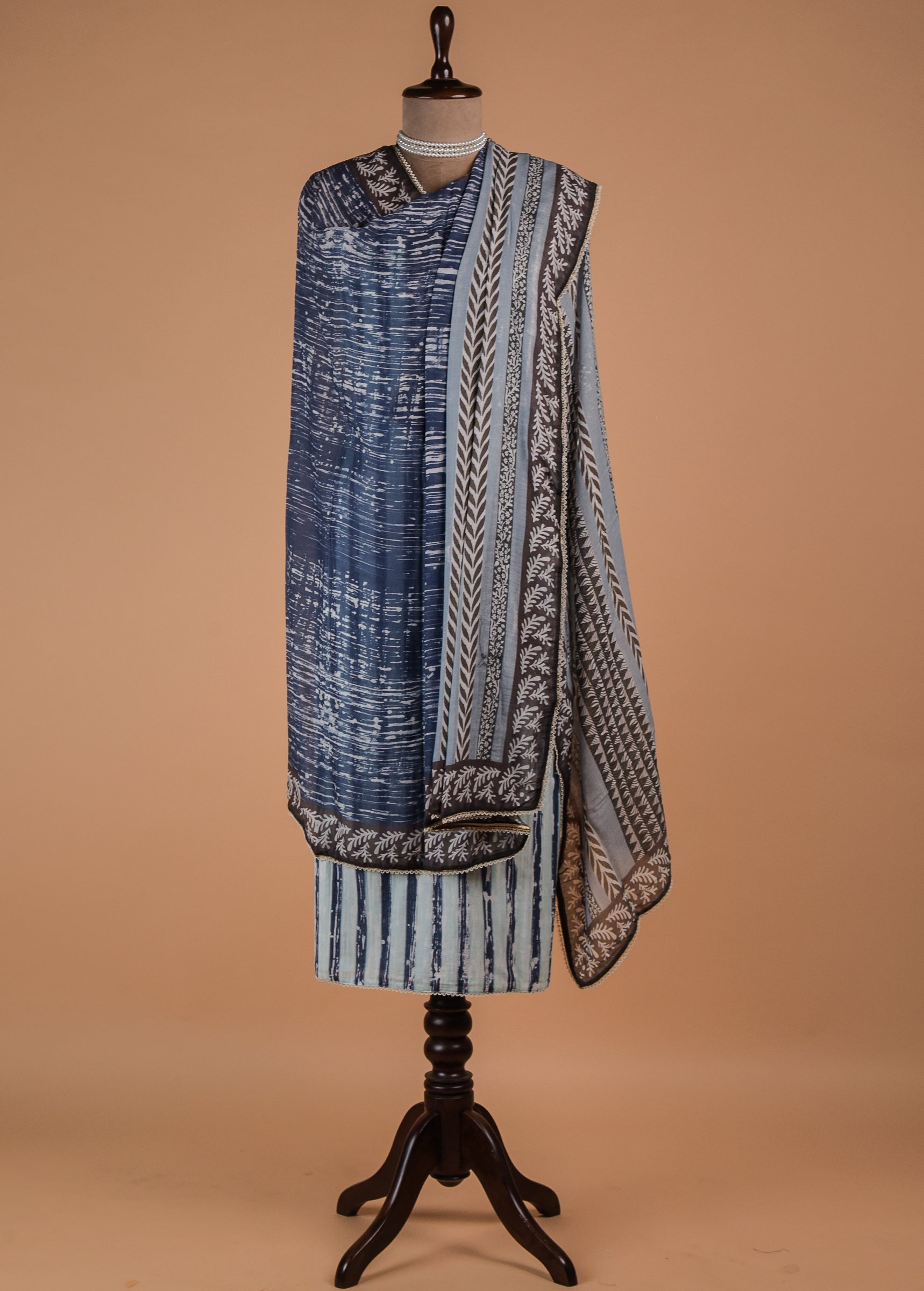 Blue Cotton Silk Dress Material