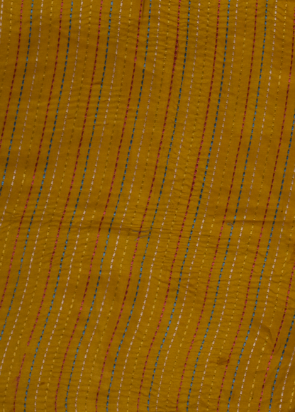 Yellow Tussar Embroidered Saree