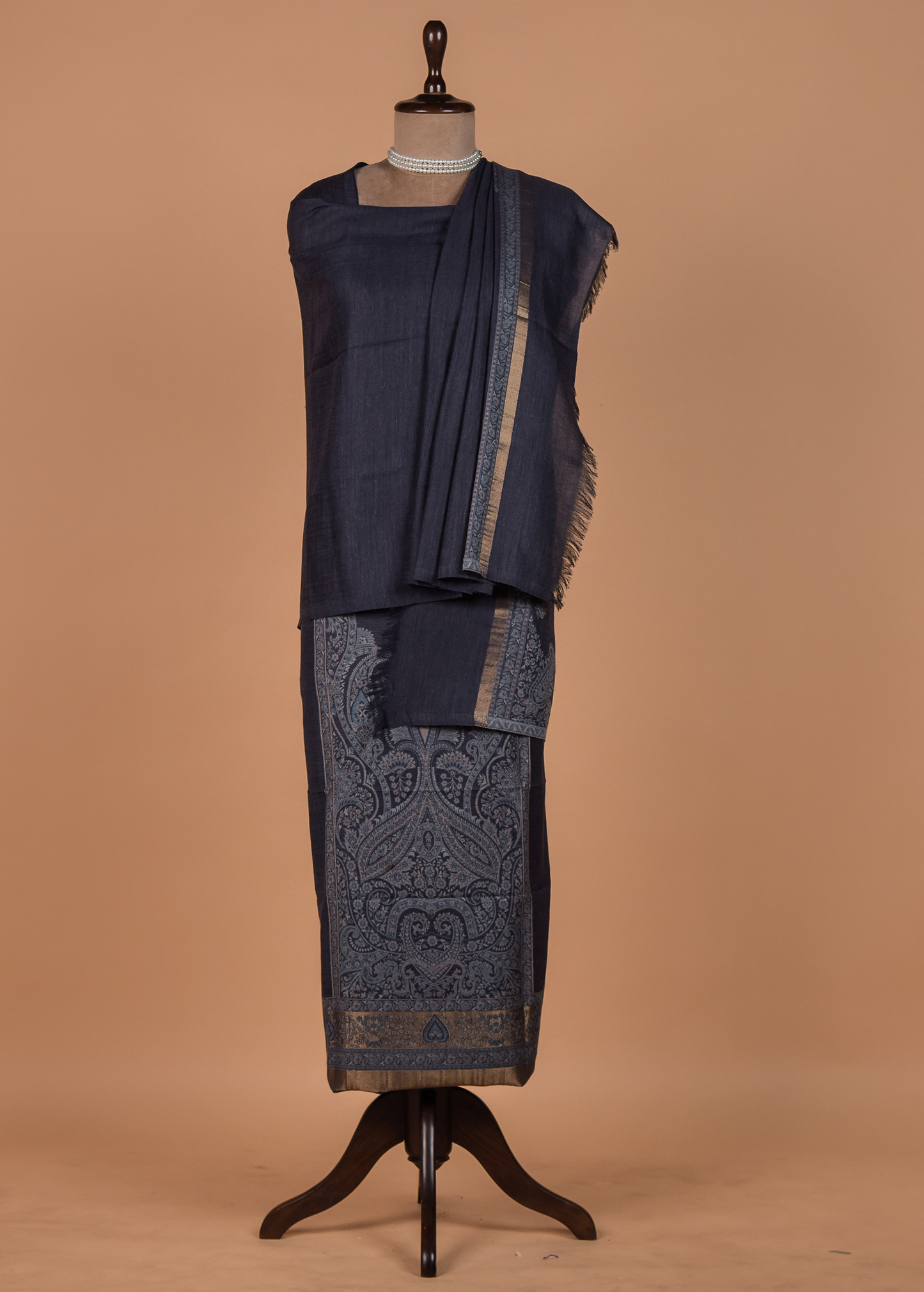 Blue Pashmina Dress Material