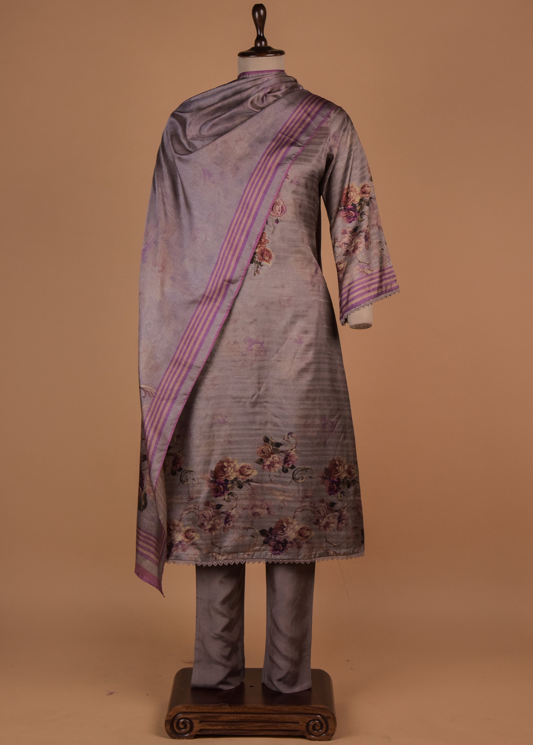 Purple Tussar Straight Set