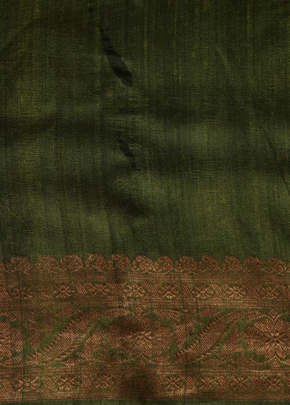 Green Tussar Silk Printed Saree