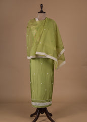 Green Cotton Dress Material