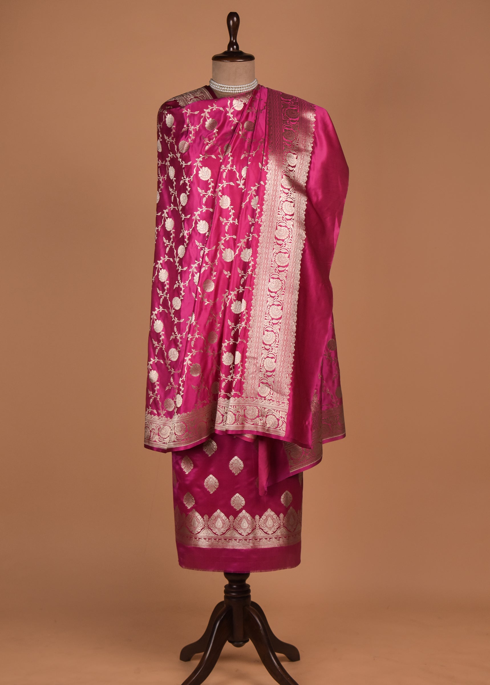 Pink Art Silk Dress Material