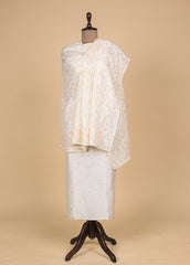 White Chanderi Cotton Dress Material