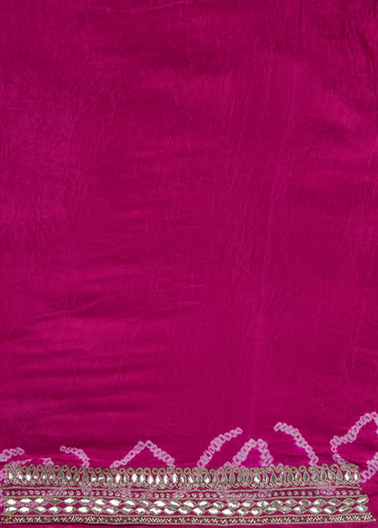 Pink Gajji Silk Bandhani Saree