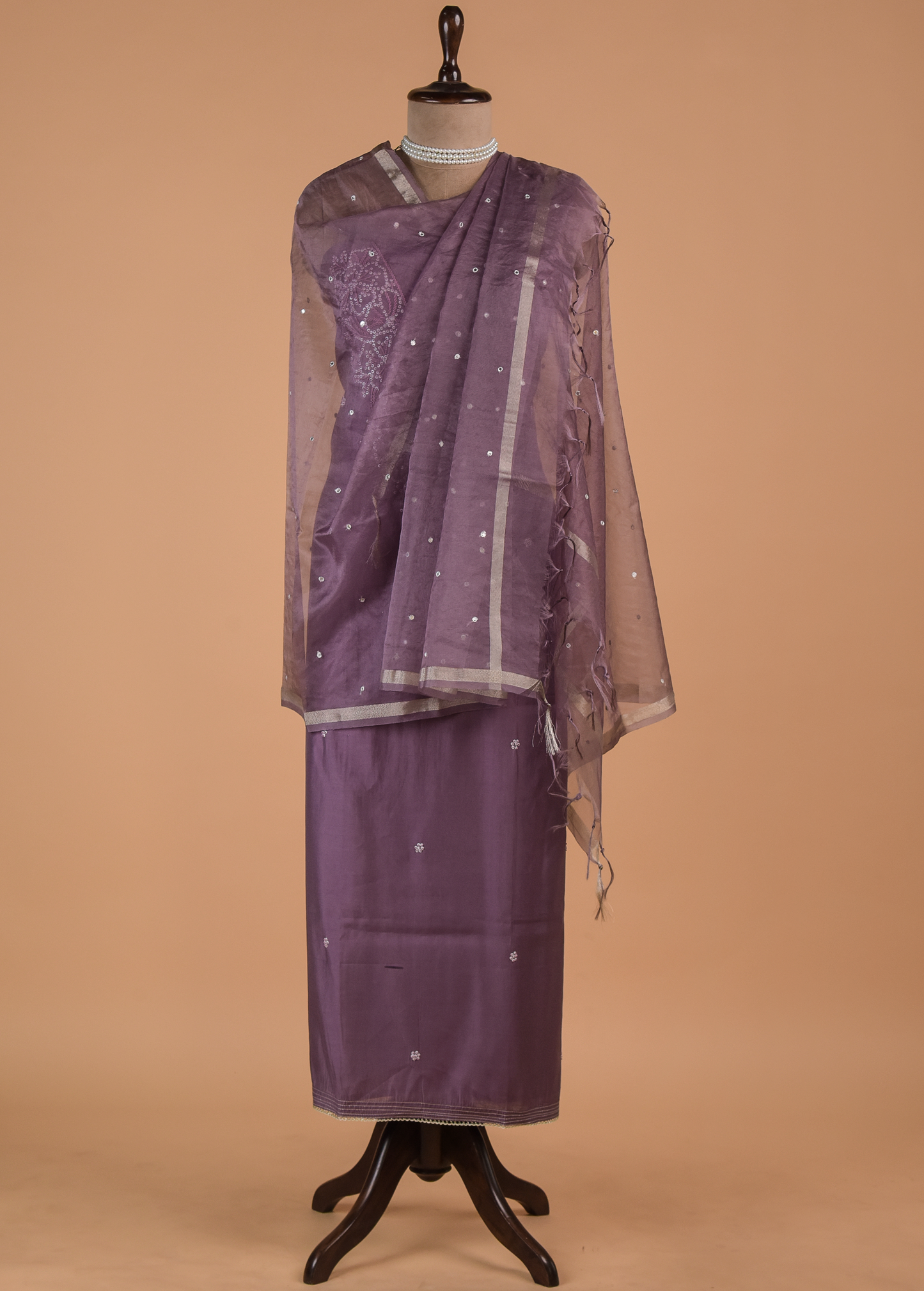 Purple Cotton Dress Material