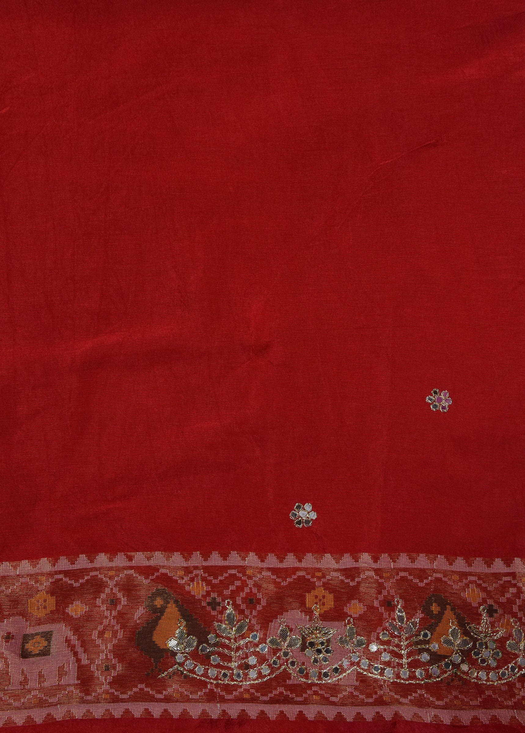 Red Moroccan Silk Embroidered Saree