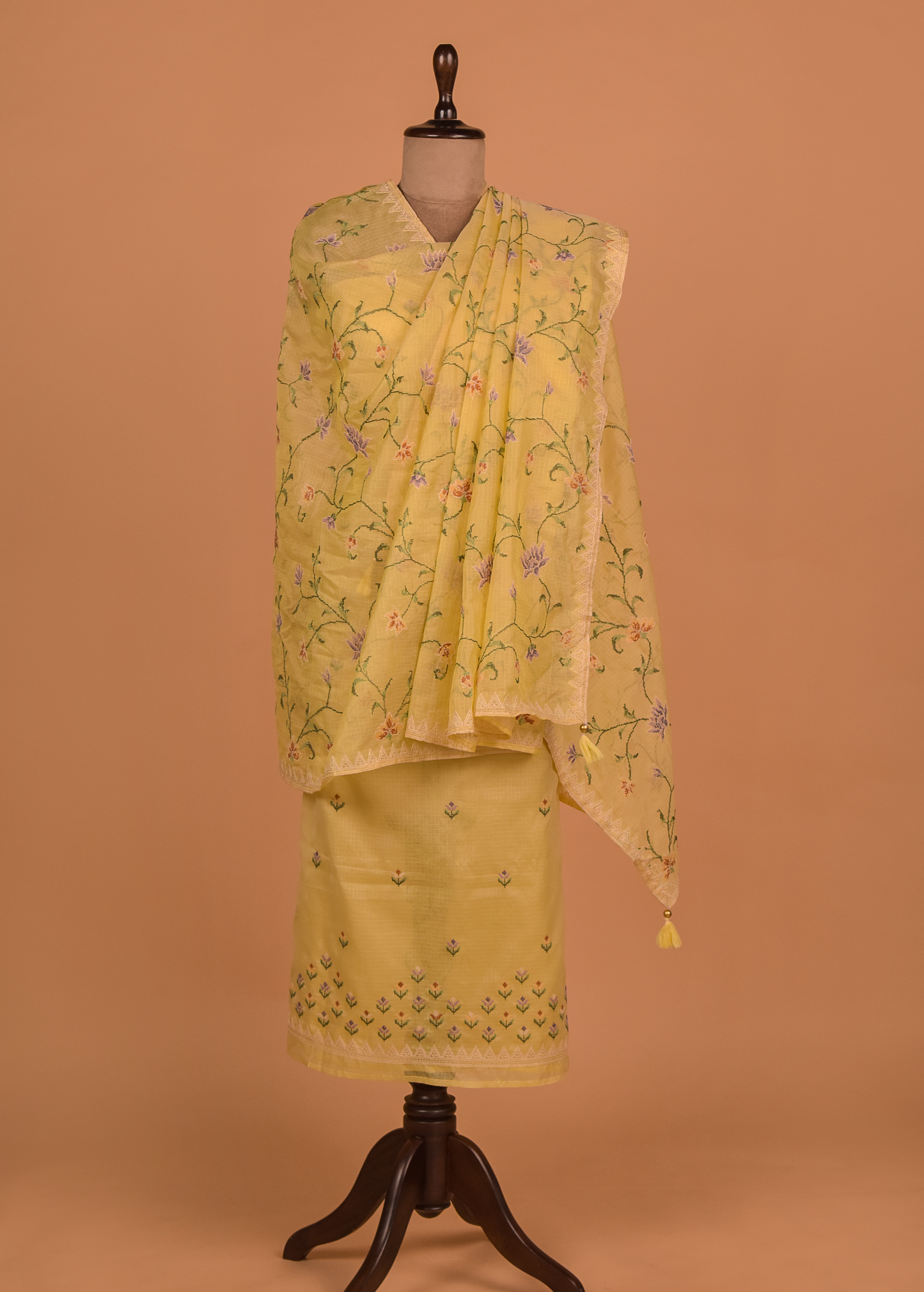 Yellow Kota Cotton Dress Material