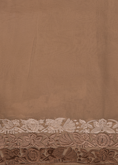 Beige Georgette Embroidered Saree