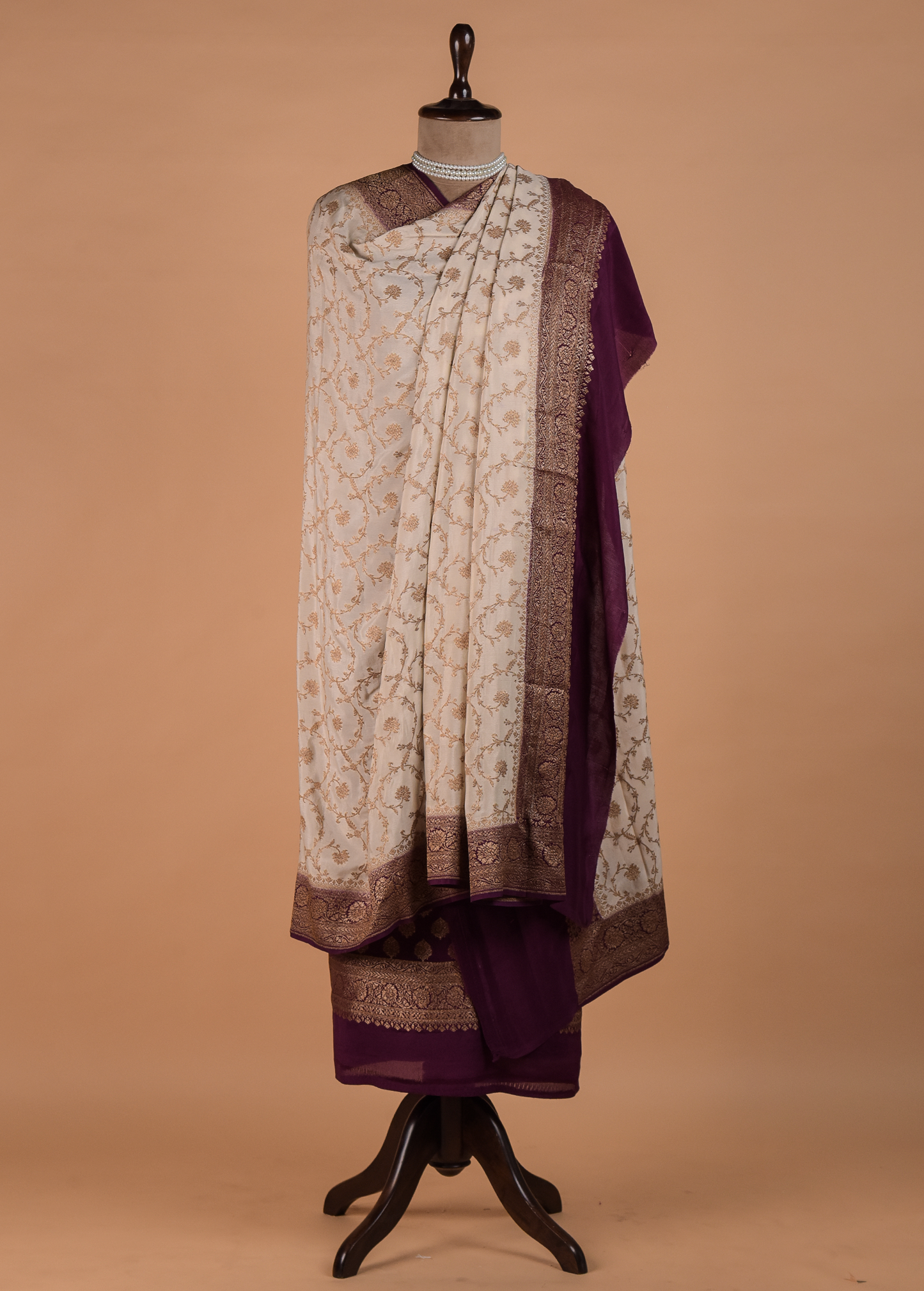 Wine Crepe Silk Dress Material - Image 4 | Greenways Delhi