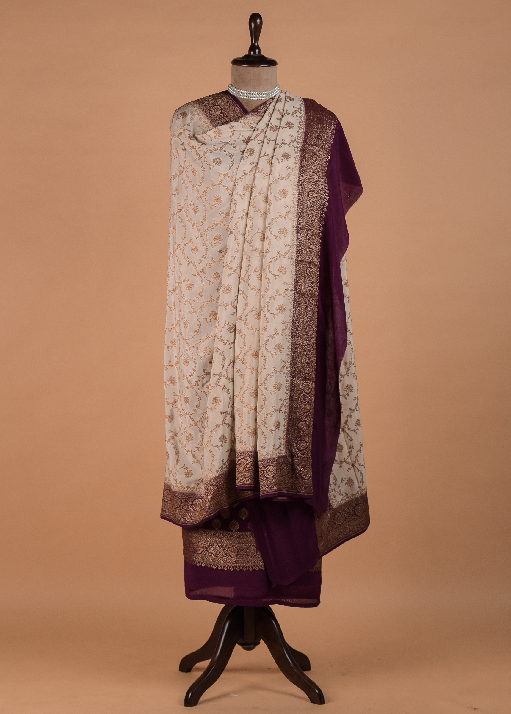 Wine Crepe Silk Dress Material - Image 4 | Greenways Delhi
