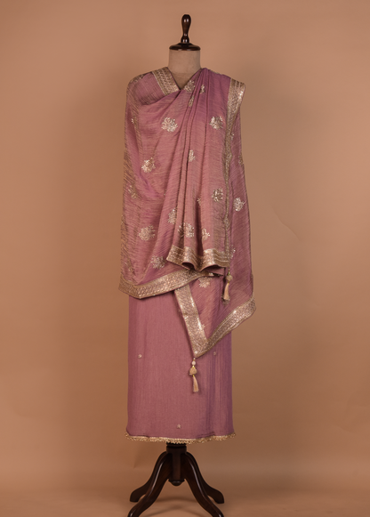 Pink Mushroo Silk Dress Material