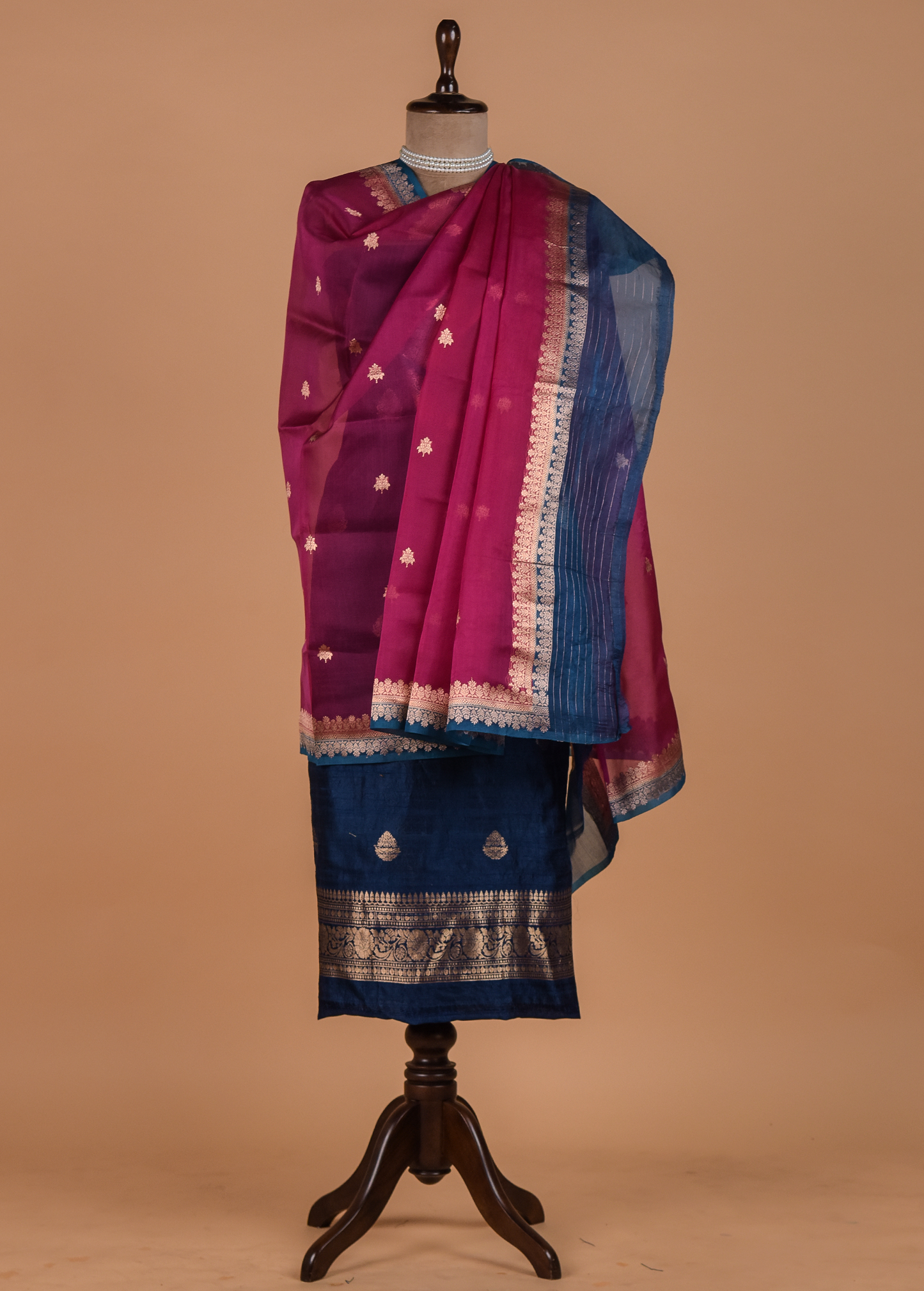 Blue Tussar Dress Material