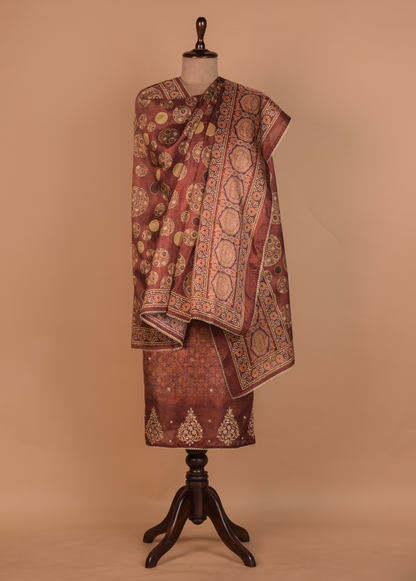 Brown Tussar Dress Material