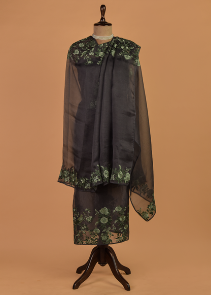 Grey Organza Dress Material | Greenways