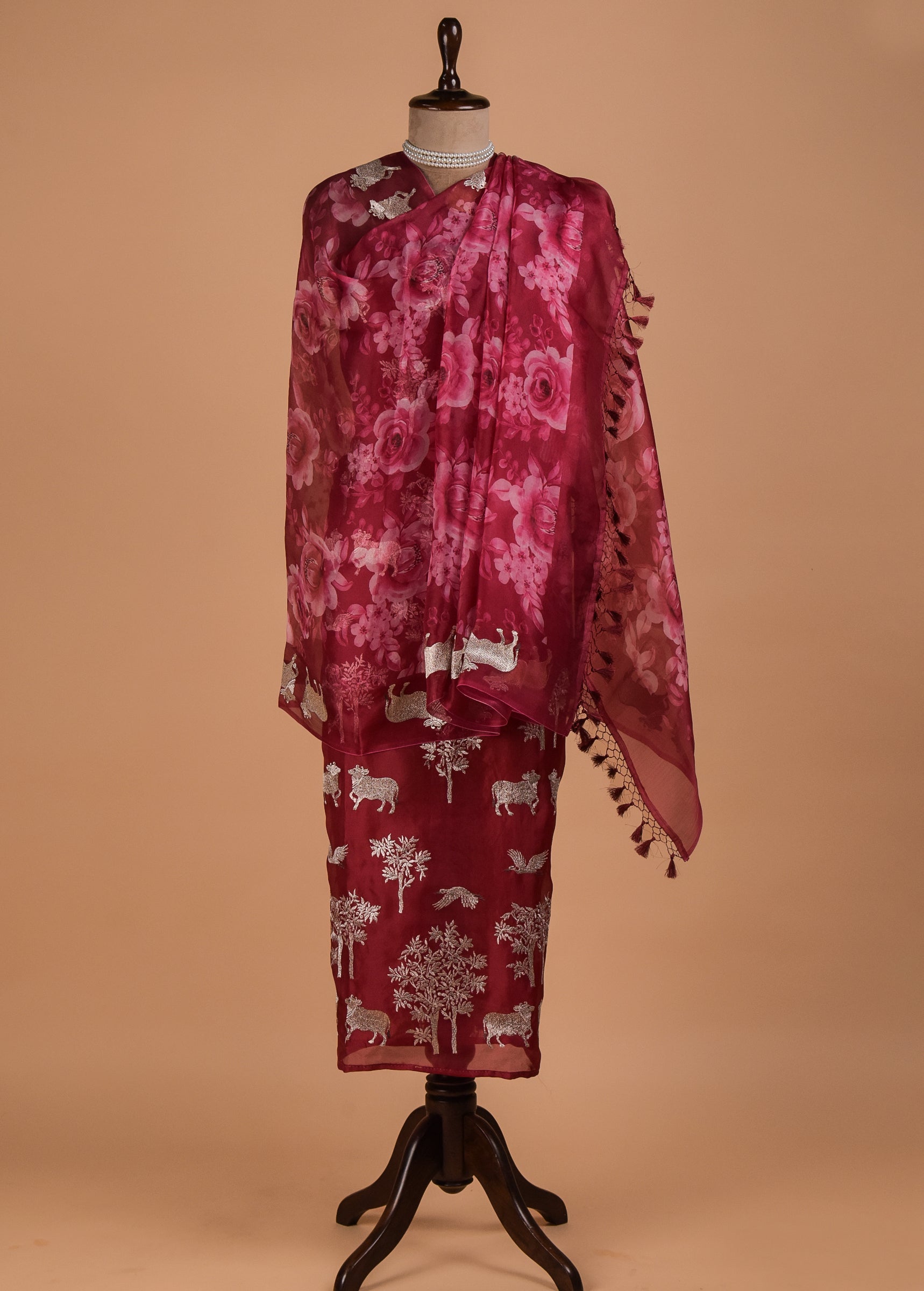 Pink Organza Dress Material