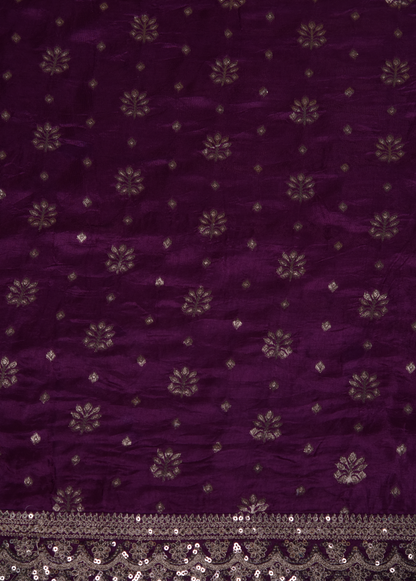 Purple Dola Silk Embroidered Saree