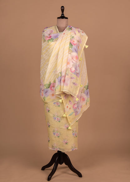 Yellow Linen Dress Material
