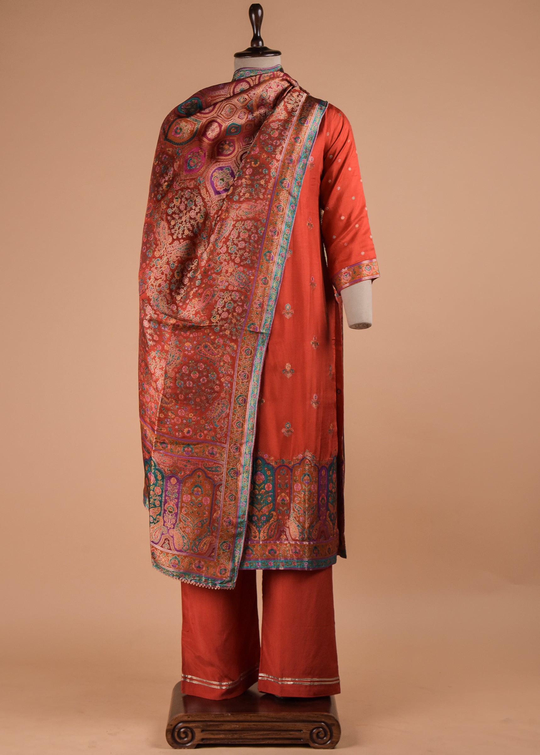 Red Moroccan Silk Straight Set