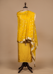 Yellow Crepe Silk Dress Material