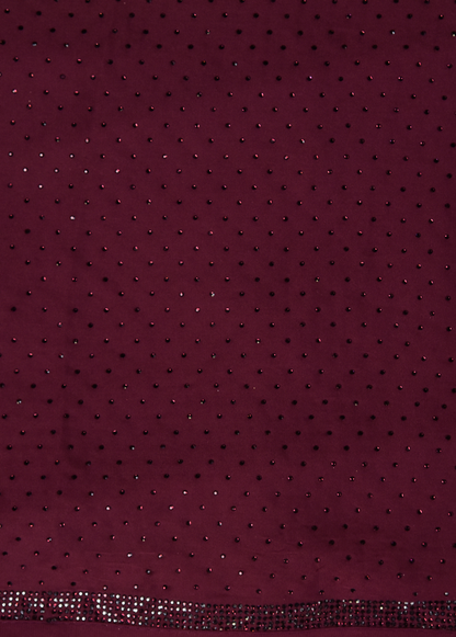 Wine Satin Embroidered Saree