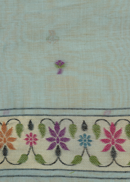 Blue Cotton Banarasi Saree