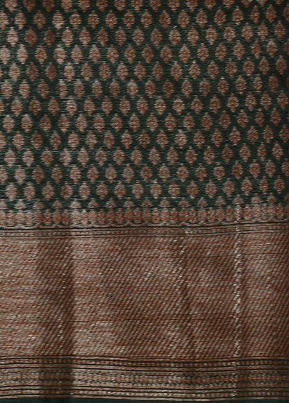 Cream Art Crepe Banarasi Saree