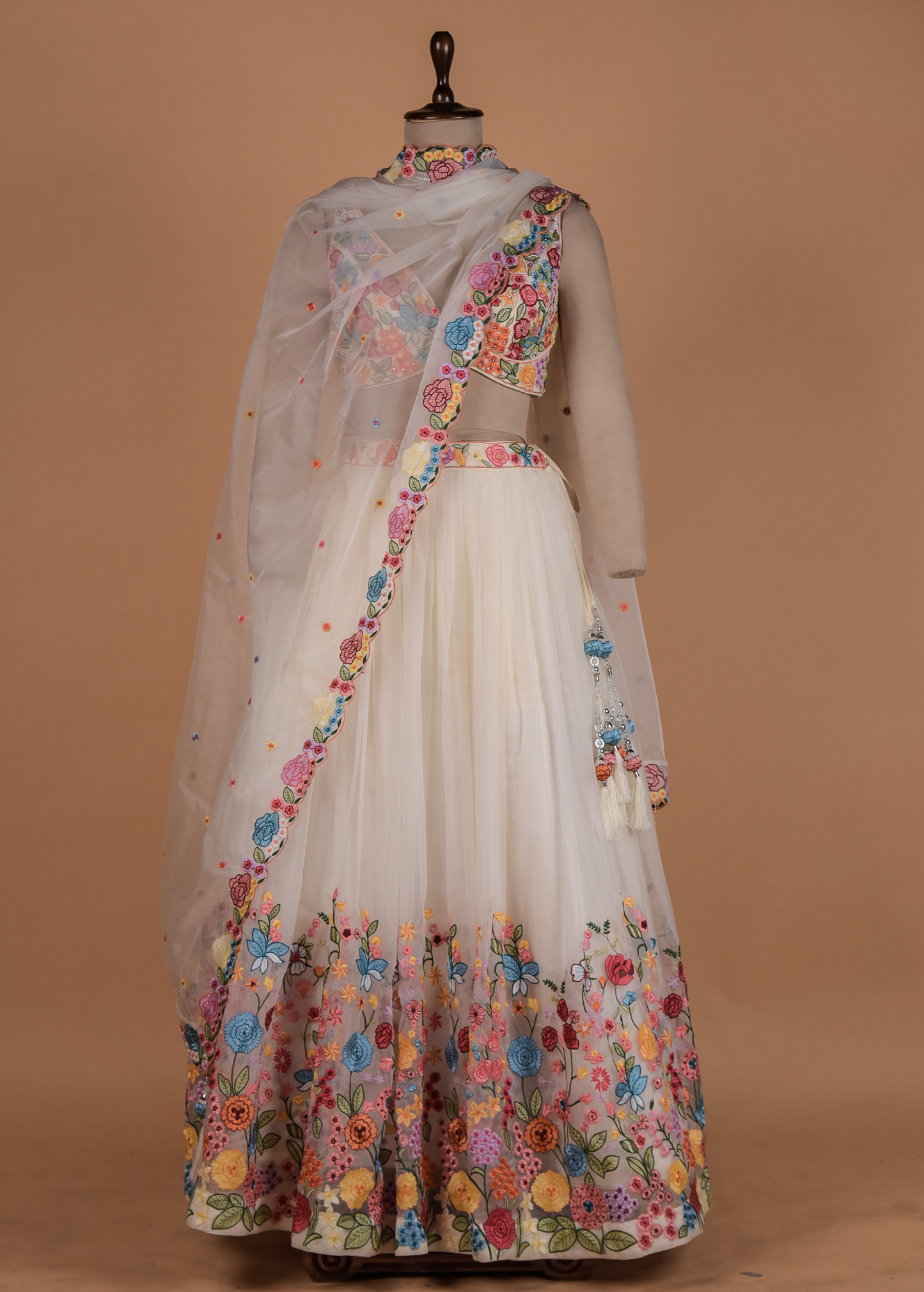 White Organza Lehenga