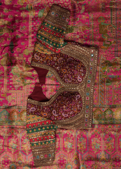 Pink Moroccan Silk Embroidered Saree