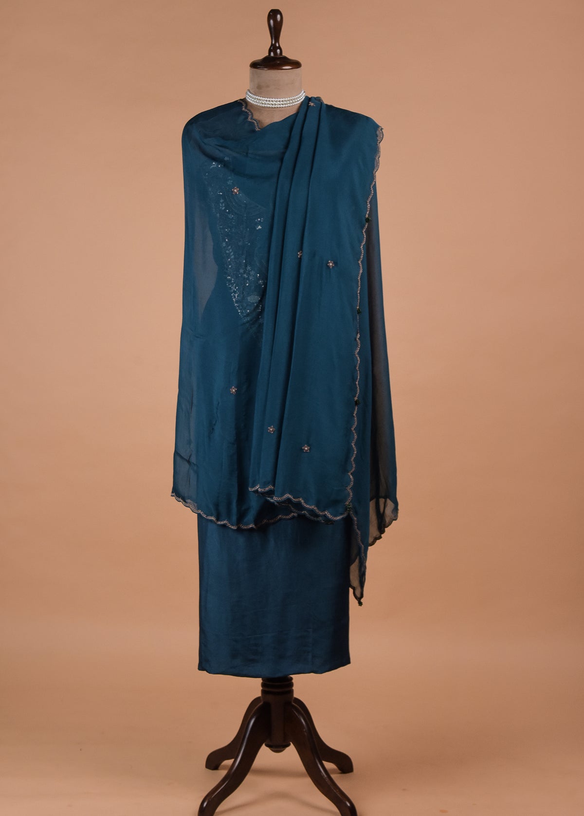 Blue Chinia Silk Dress Material