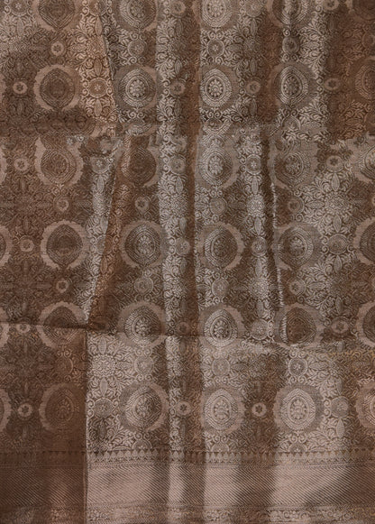 Grey Tissue Embroidered Saree