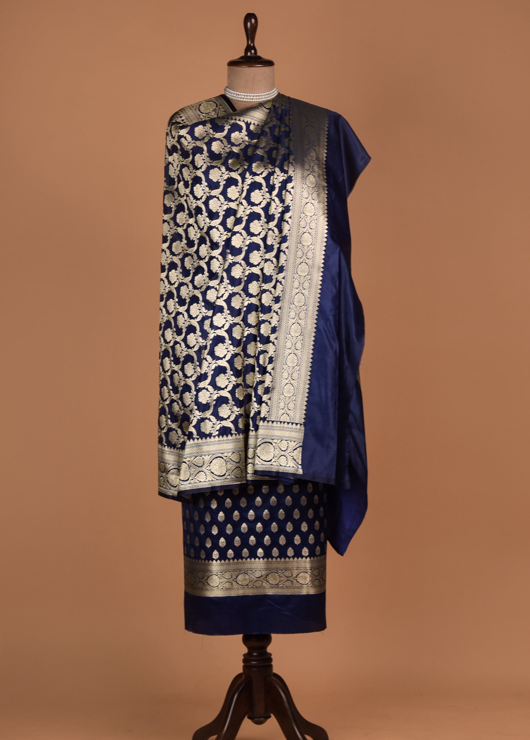 Blue Art Silk Dress Material