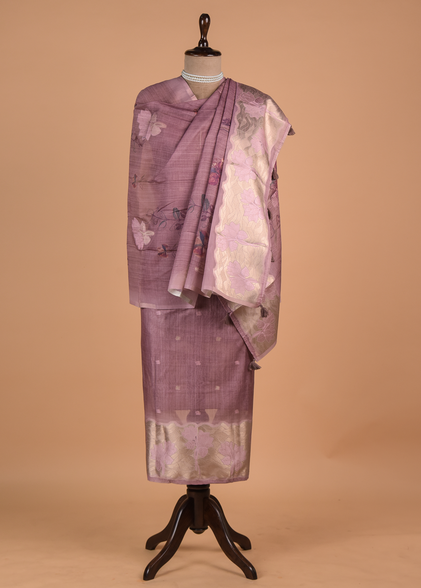 Pink Chanderi Cotton Dress Material