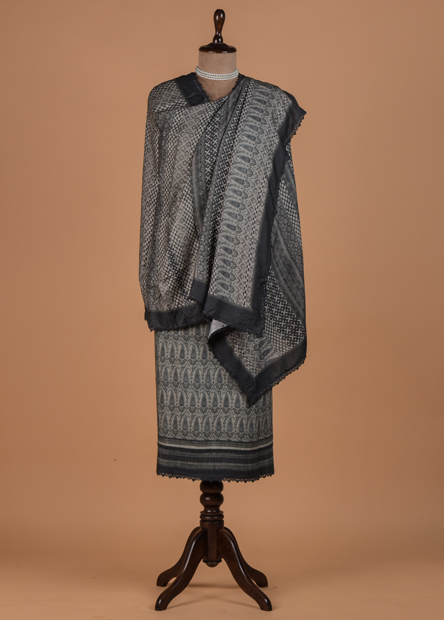 Grey Pashmina Dress Material