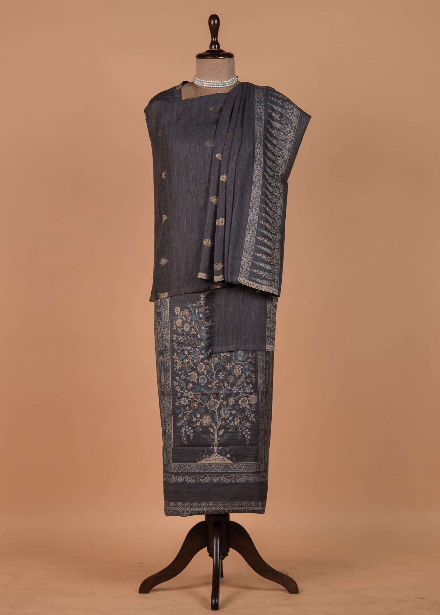 Grey Pashmina Dress Material