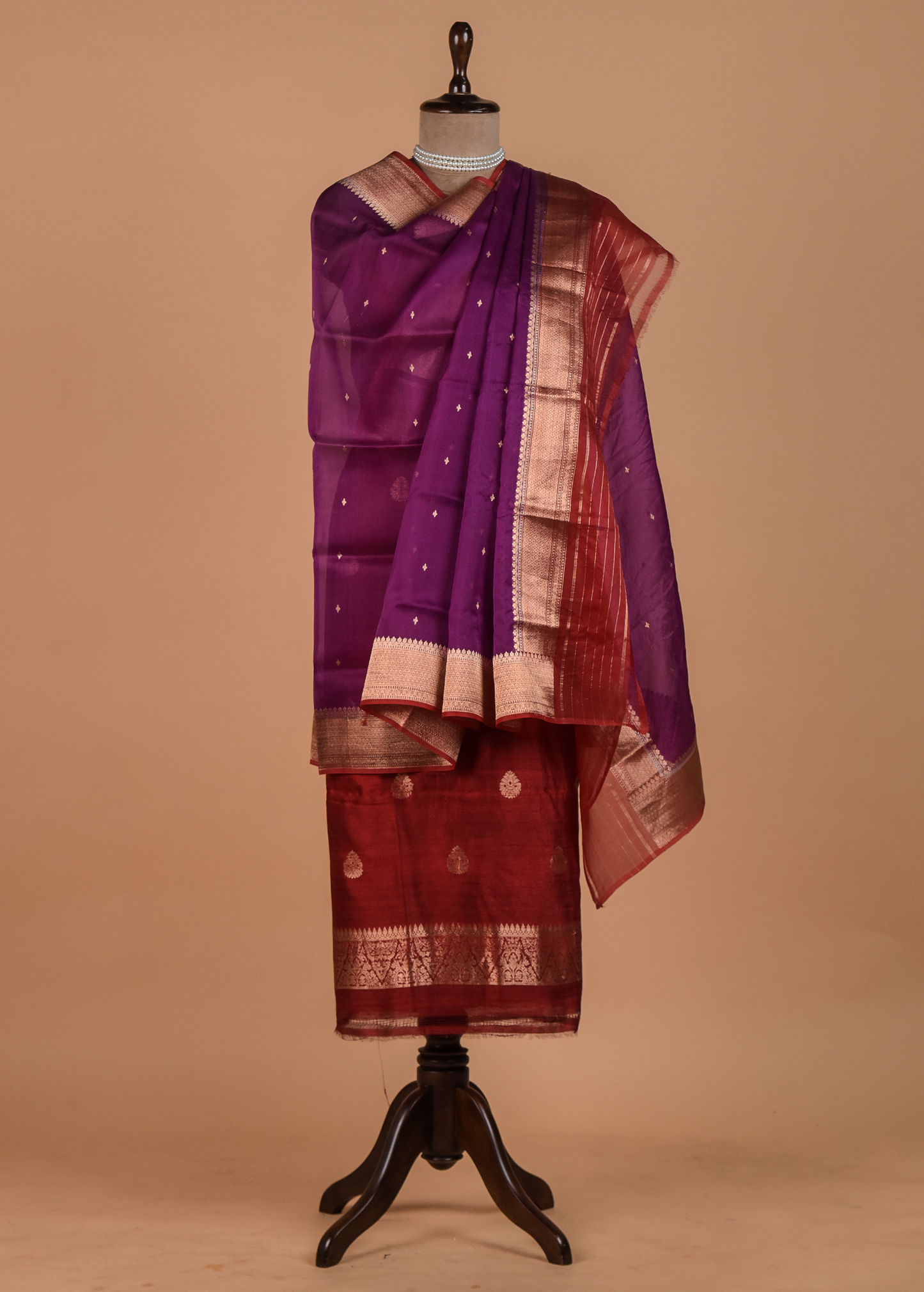 Red Tussar Dress Material