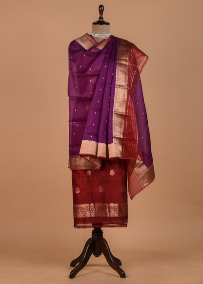 Red Tussar Dress Material