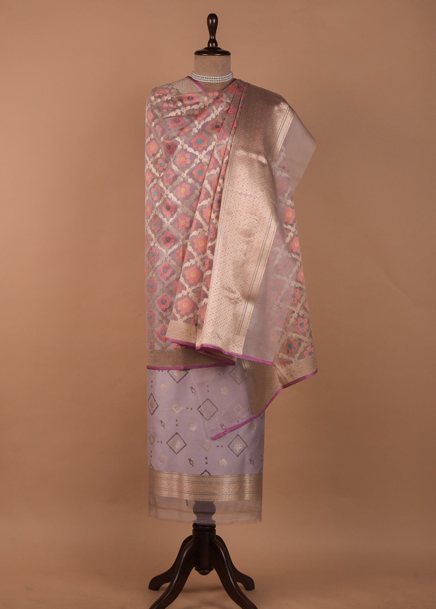 Purple Dupion Silk Dress Material