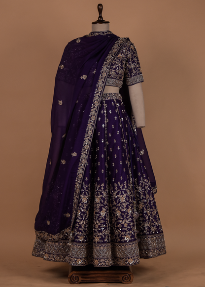 Purple Crepe Silk Lehenga
