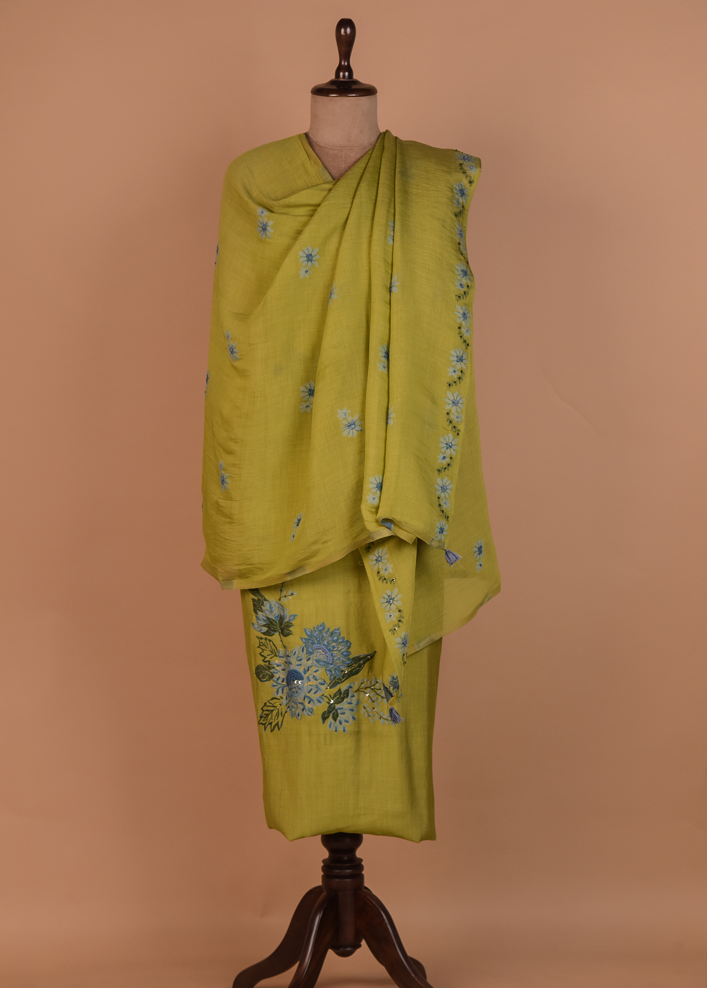 Green Cotton Silk Dress Material