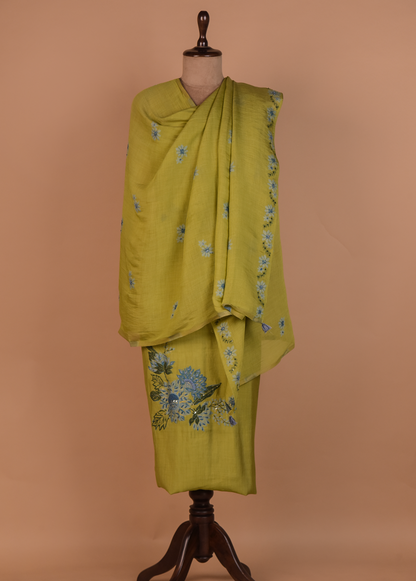 Green Cotton Silk Dress Material