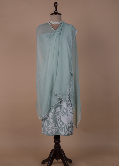 Blue Mulmul Cotton Dress Material