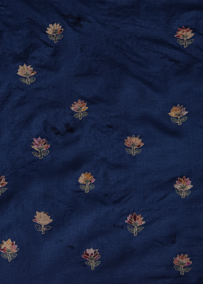 Blue Tussar Embroidered Saree