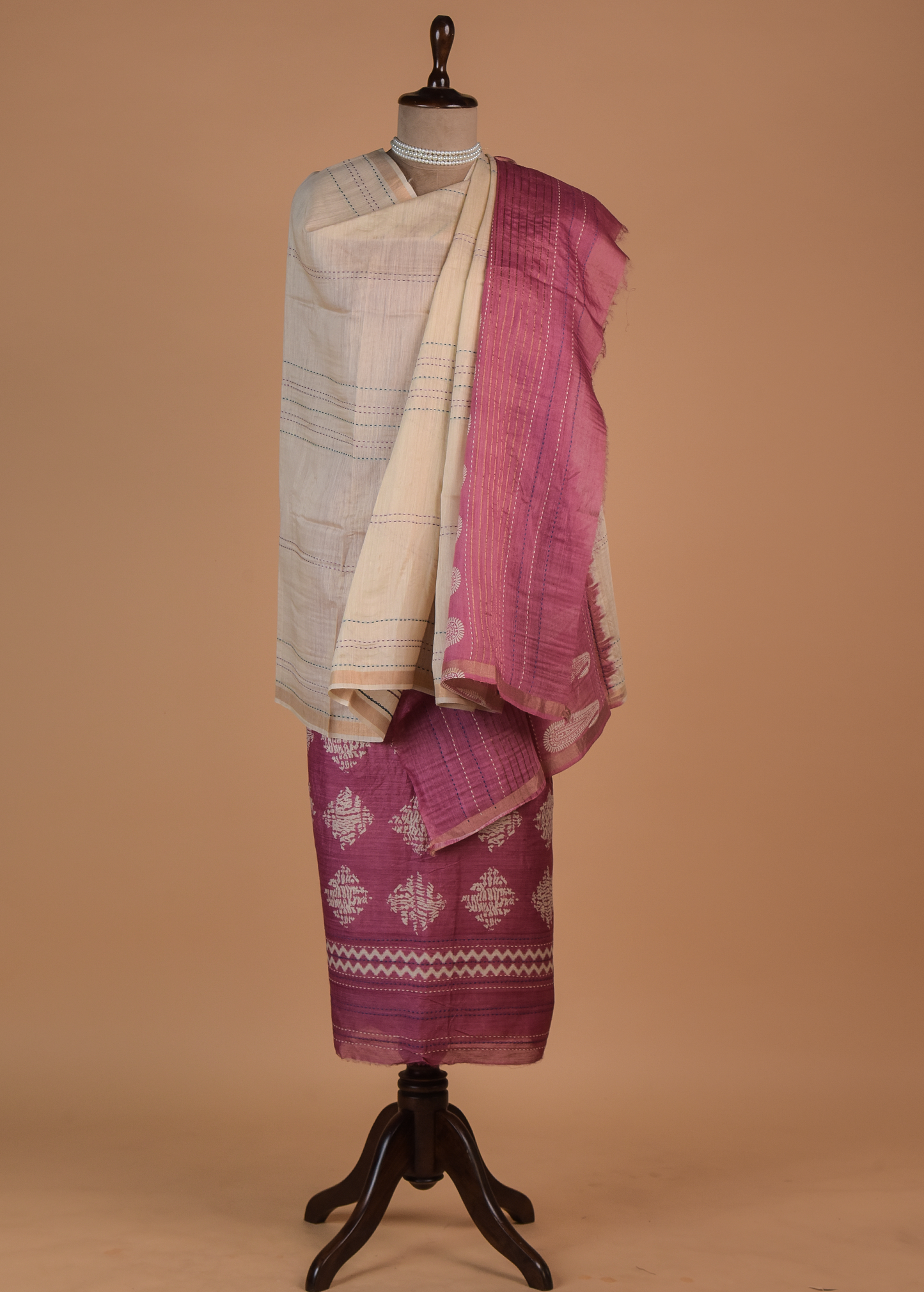 Pink Tussar Dress Material