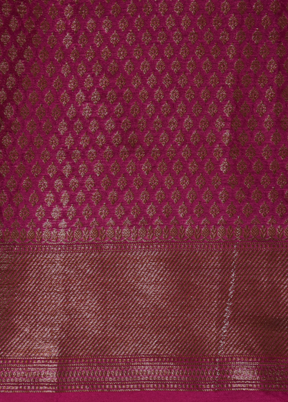 Cream Art Crepe Banarasi Saree